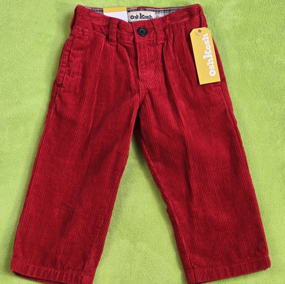 NWT 3T BOYS Oshkosh 100% COTTON corduroy pants rustic red (Q4)